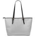Grey And White Zigzag Pattern Print Leather Tote Bag With Zipper