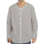 Grey And White Zigzag Pattern Print Long Sleeve Baseball Jersey