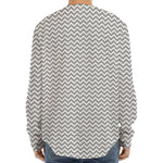 Grey And White Zigzag Pattern Print Long Sleeve Baseball Jersey