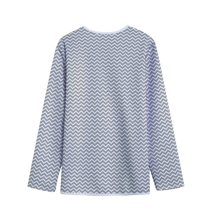 Grey And White Zigzag Pattern Print Long Sleeve Short Coat