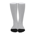 Grey And White Zigzag Pattern Print Long Socks