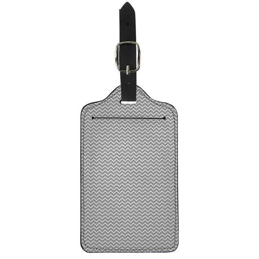 Grey And White Zigzag Pattern Print Luggage Tag