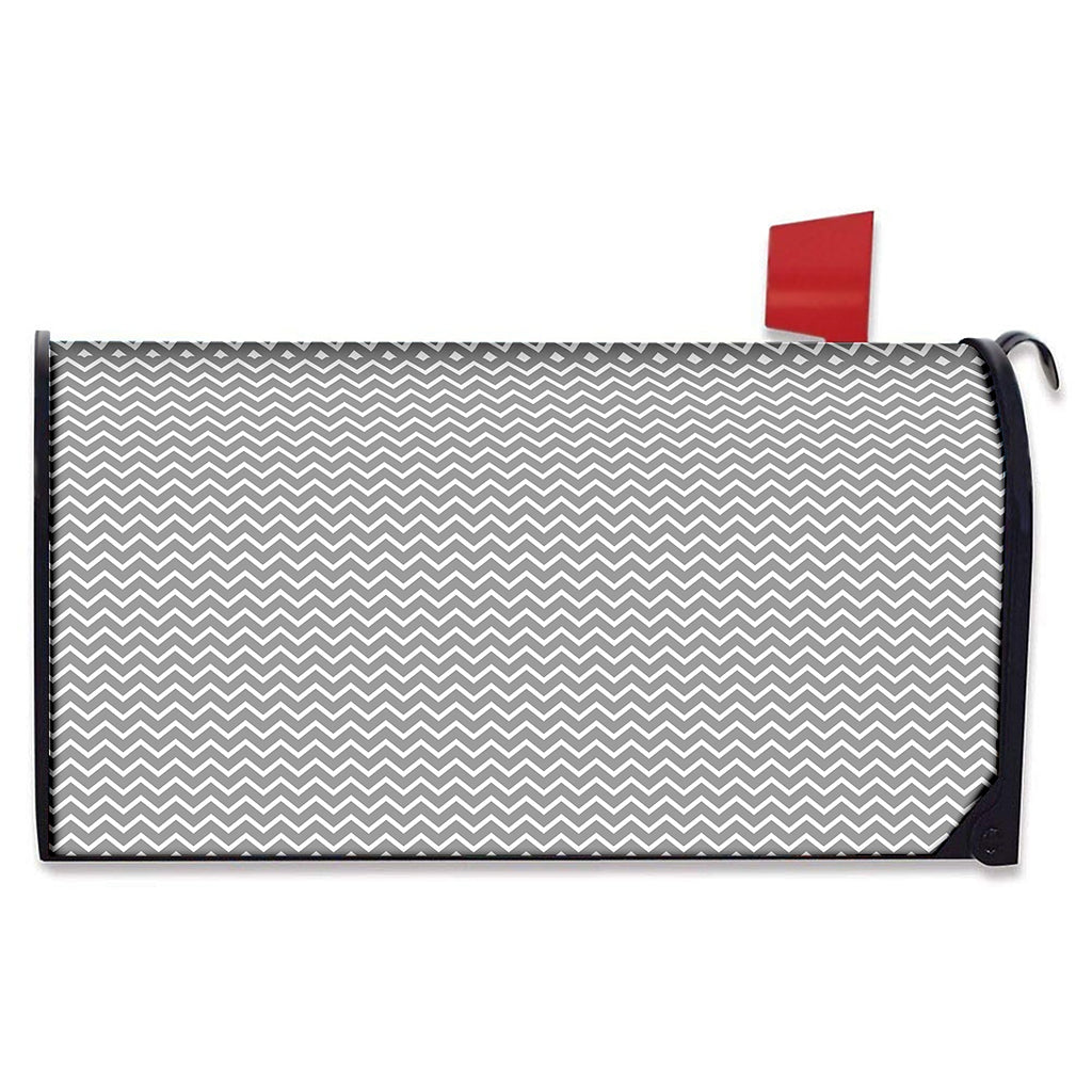 Grey And White Zigzag Pattern Print Mailbox Cover
