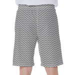 Grey And White Zigzag Pattern Print Men's Beach Shorts