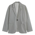 Grey And White Zigzag Pattern Print Men's Blazer