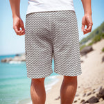 Grey And White Zigzag Pattern Print Men's Cargo Shorts