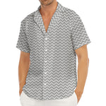 Grey And White Zigzag Pattern Print Men's Deep V-Neck Shirt