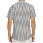 Grey And White Zigzag Pattern Print Men's Deep V-Neck Shirt