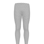 Grey And White Zigzag Pattern Print Men's leggings