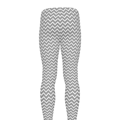 Grey And White Zigzag Pattern Print Men's leggings