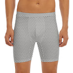 Grey And White Zigzag Pattern Print Men's Long Boxer Briefs