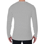 Grey And White Zigzag Pattern Print Men's Long Sleeve T-Shirt