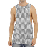Grey And White Zigzag Pattern Print Men's Muscle Tank Top