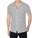 Grey And White Zigzag Pattern Print Men's Shirt