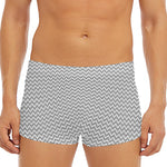 Grey And White Zigzag Pattern Print Men's Short Boxer Briefs