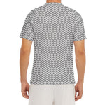Grey And White Zigzag Pattern Print Men's Short Sleeve Rash Guard