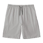 Grey And White Zigzag Pattern Print Men's Swim Trunks