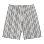 Grey And White Zigzag Pattern Print Men's Swim Trunks