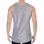 Grey And White Zigzag Pattern Print Men's Velvet Tank Top