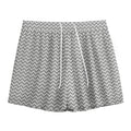 Grey And White Zigzag Pattern Print Mesh Shorts