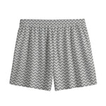 Grey And White Zigzag Pattern Print Mesh Shorts