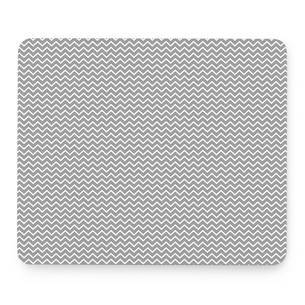 Grey And White Zigzag Pattern Print Mouse Pad