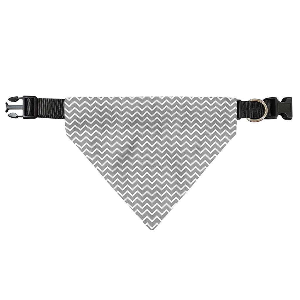 Grey And White Zigzag Pattern Print Over The Collar Dog Bandana