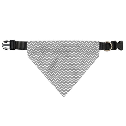 Grey And White Zigzag Pattern Print Over The Collar Dog Bandana