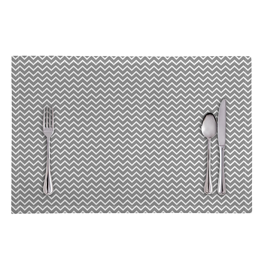 Grey And White Zigzag Pattern Print Placemat