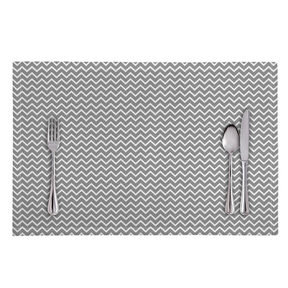 Grey And White Zigzag Pattern Print Placemat