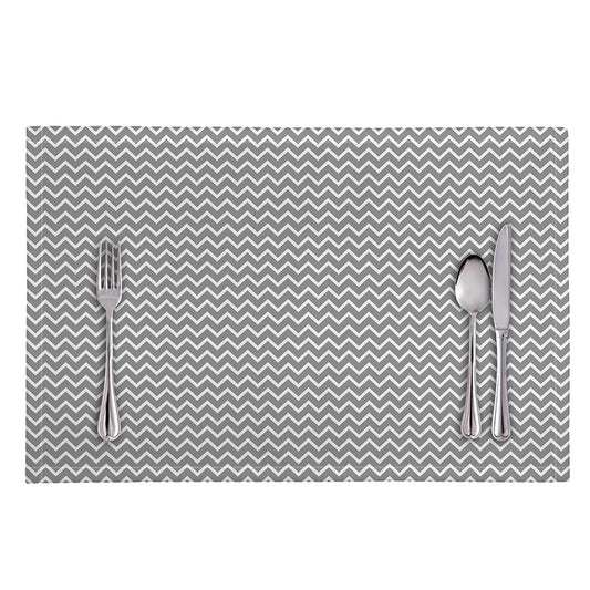 Grey And White Zigzag Pattern Print Placemat