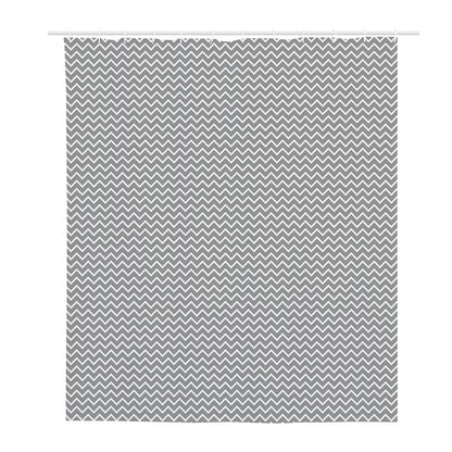 Grey And White Zigzag Pattern Print Polyester Shower Curtain