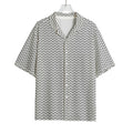 Grey And White Zigzag Pattern Print Rayon Hawaiian Shirt