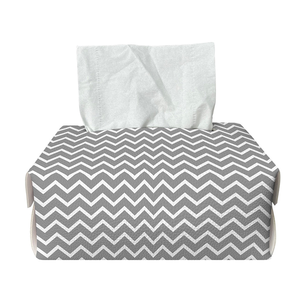 Grey And White Zigzag Pattern Print Rectangle Tissue Box Cover