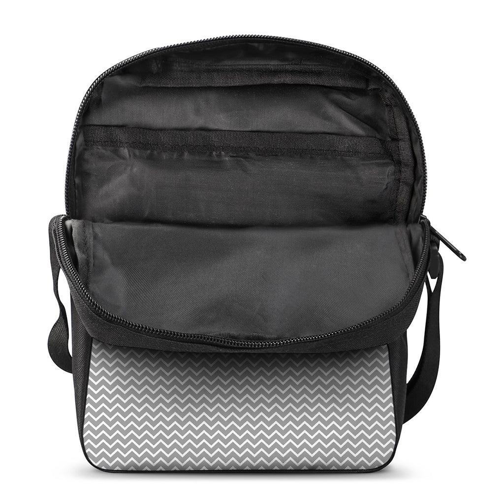 Grey And White Zigzag Pattern Print Rectangular Crossbody Bag
