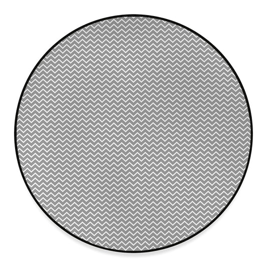 Grey And White Zigzag Pattern Print Round Floor Mat