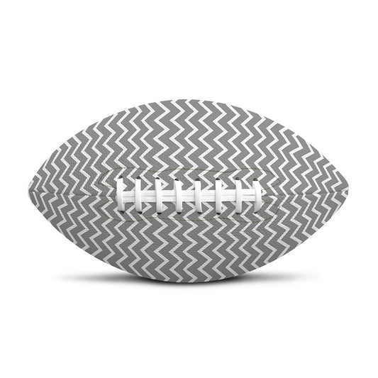 Grey And White Zigzag Pattern Print Rugby Ball
