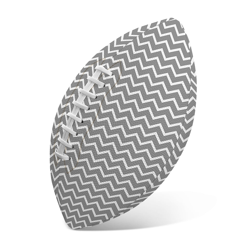 Grey And White Zigzag Pattern Print Rugby Ball