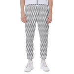 Grey And White Zigzag Pattern Print Scuba Joggers
