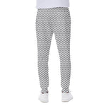 Grey And White Zigzag Pattern Print Scuba Joggers