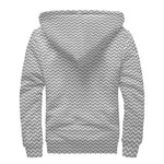 Grey And White Zigzag Pattern Print Sherpa Lined Zip Up Hoodie