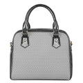 Grey And White Zigzag Pattern Print Shoulder Handbag