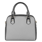Grey And White Zigzag Pattern Print Shoulder Handbag