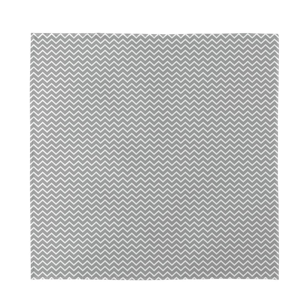 Grey And White Zigzag Pattern Print Silk Bandana