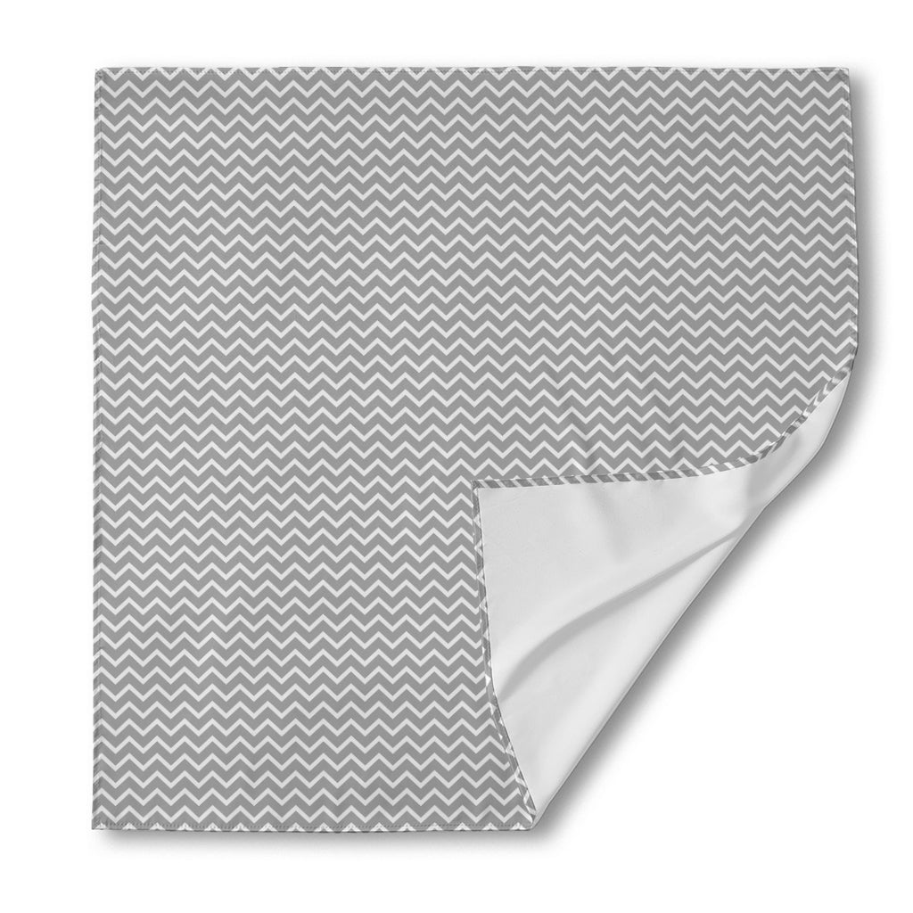 Grey And White Zigzag Pattern Print Silk Bandana