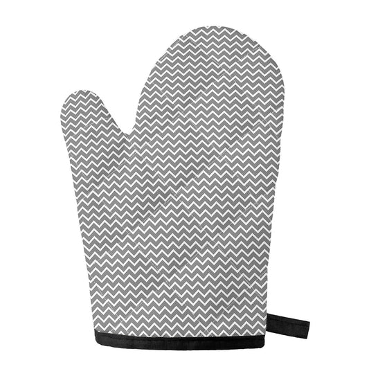 Grey And White Zigzag Pattern Print Single Oven Mitt