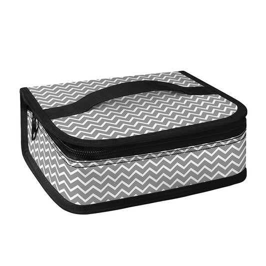 Grey And White Zigzag Pattern Print Small Lunch Bag