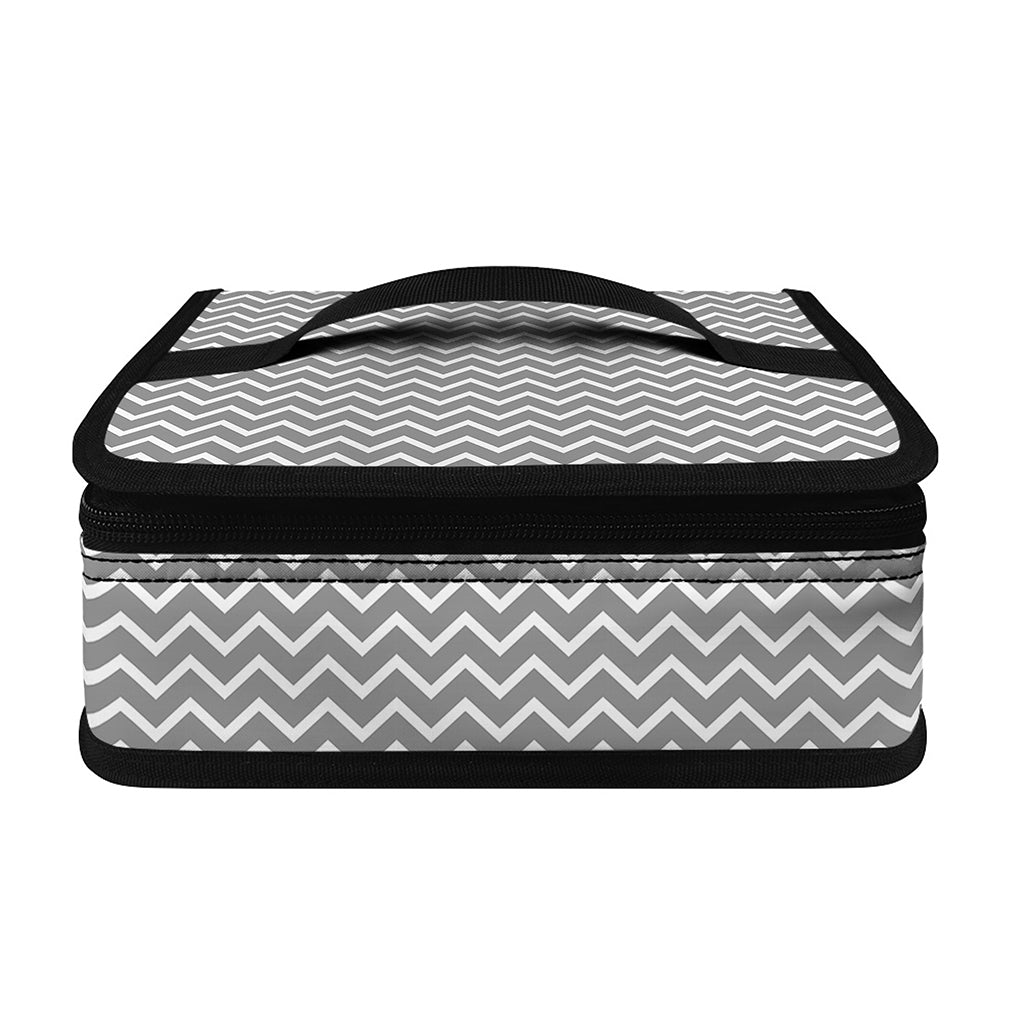 Grey And White Zigzag Pattern Print Small Lunch Bag