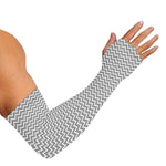 Grey And White Zigzag Pattern Print Sun Protection Arm Sleeves