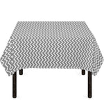Grey And White Zigzag Pattern Print Tablecloth